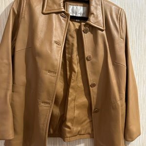 Caramel color leather coat